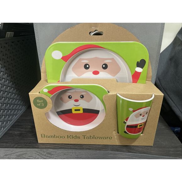 Baby Natural Bamboo Fiber Tableware‎ Bowl Baby Feeding Plate Children Bowl Santa - Picture 1 of 5